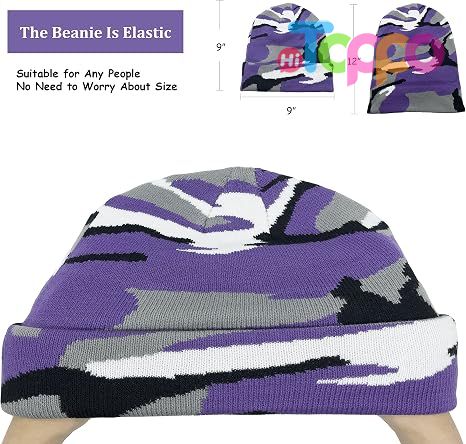 Unisex Knit Soft Warm Cuffed Beanie Hat Winter Camo Hats 