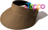 Summer Wide Brim Straw Sun Visors Foldable Ponytail Beach Women Hat