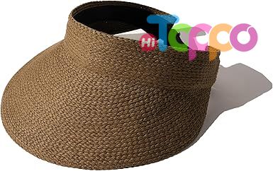 Summer Wide Brim Straw Sun Visors Foldable Ponytail Beach Women Hat