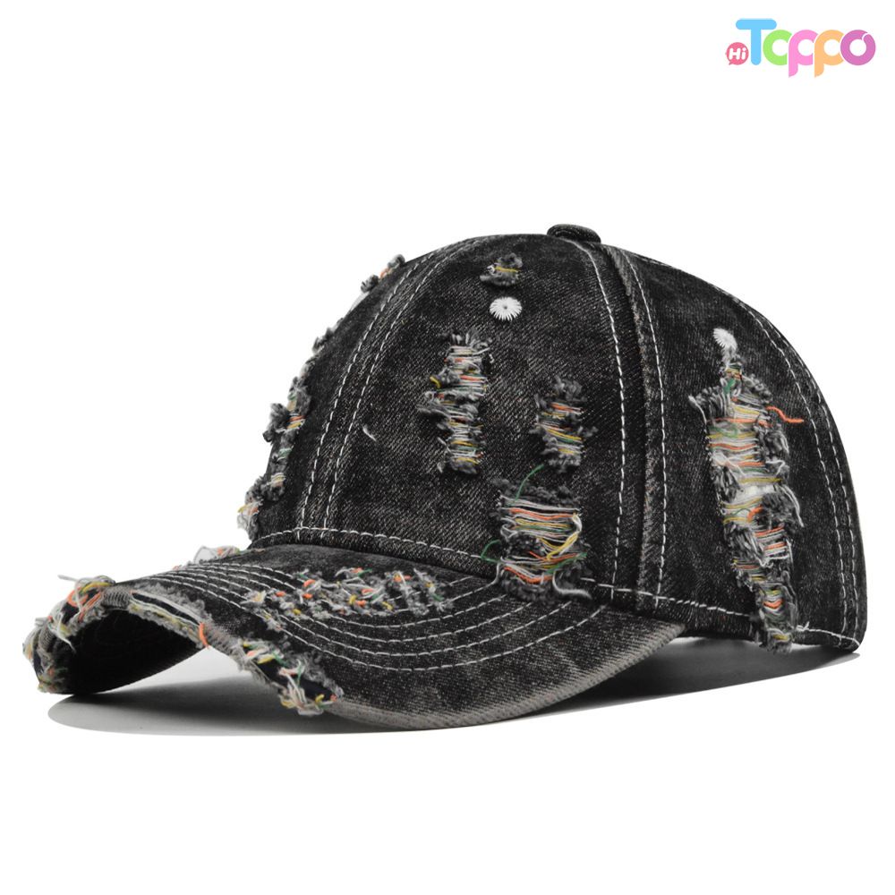 Custom Comfortable Washed Denim Frayed Baseball Cap