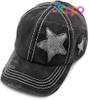  Custom Washed Distressed Cotton Denim Star Ponytail Hat Baseball Cap
