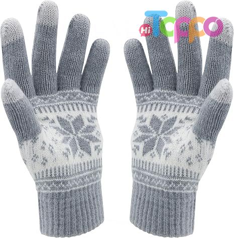  Custom Snow Flower Printing Keep Warm Winter Touch Screen Gloves
