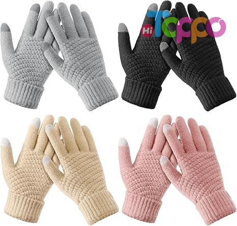 Hot Sale Touchscreen Elastic Cuff Knit Womens Winter Gloves - Warm Soft Winter Gloves | 4 Pairs 