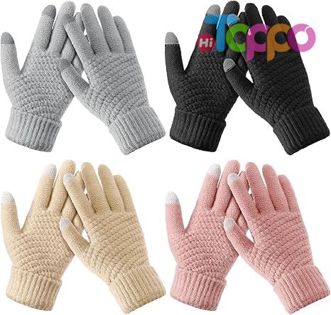 Hot Sale Touchscreen Elastic Cuff Knit Womens Winter Gloves - Warm Soft Winter Gloves | 4 Pairs 