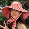 Women Reversible Plaid Sun Bucket Hats