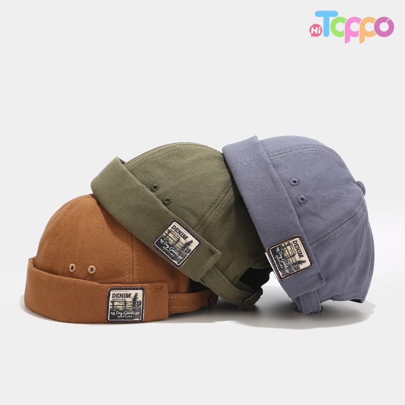  Vintage Brimless Docker Hat Korean Style Street Hip Hop Melon Cap