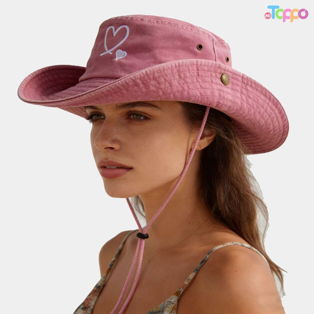  Custom Logo Design 3D Embroidery Outdoor Cowboy Bucket Hat
