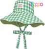 Custom Wide Brim UV Protection Sun Hats for Women Reversible Plaid Sun Cap Bucket Hat 