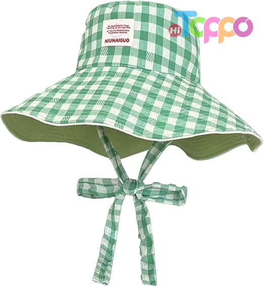 Custom Wide Brim UV Protection Sun Hats for Women Reversible Plaid Sun Cap Bucket Hat 
