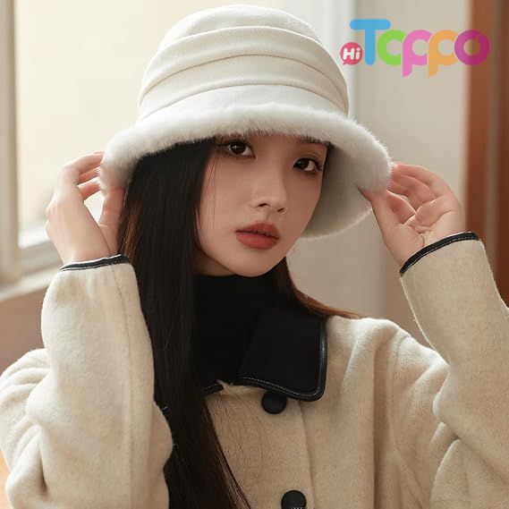 Hot Sale Vintage 1920s Cloche Hats Packable Winter Fleece Lined Bucket Hat 