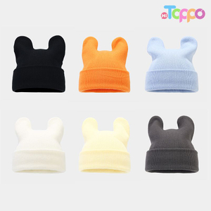 Stretchable Cuffed Premium Acrylic Knitted Beanie with Ears Fleece Free Solid Winter Hat 