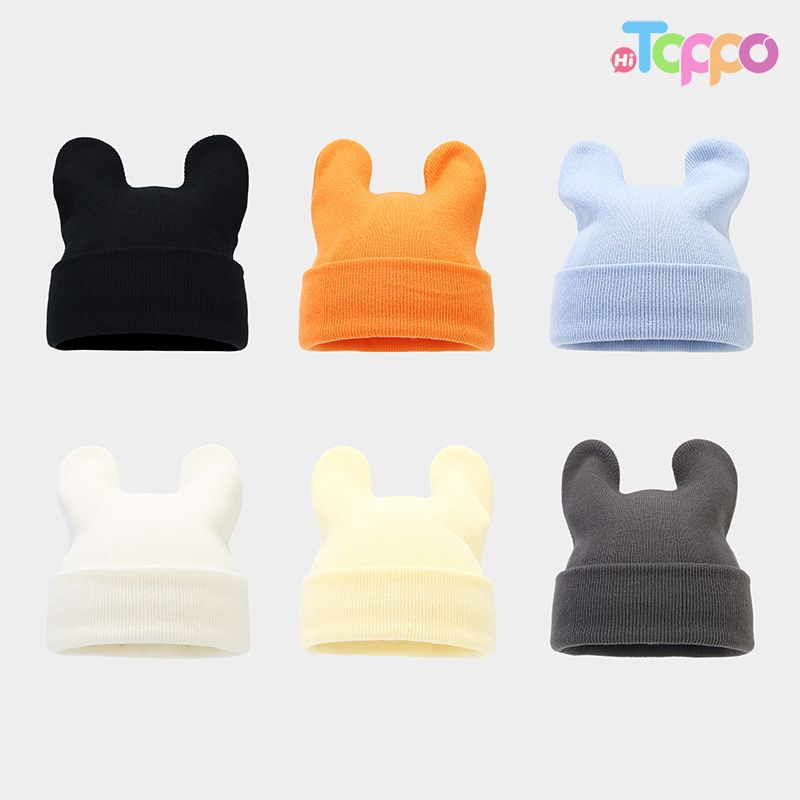 Stretchable Cuffed Premium Acrylic Knitted Beanie with Ears Fleece Free Solid Winter Hat 
