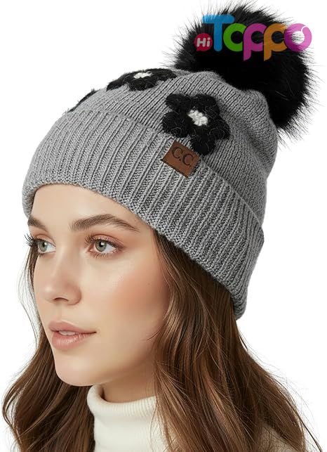 Hot Sale Ultra Soft Chenille Faux Fur Pom Pom Winter Hats Warm Ski Cap