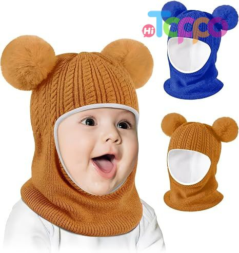 Wholesale Toddler Beanie Hats Girl Boy with Neck Warmer Baby Winter Hat Scarf Set 2 Pack