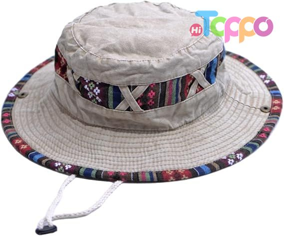 Winter Wide Brim Floral Adjustable UV Protection Fishing Washed Sun Hats