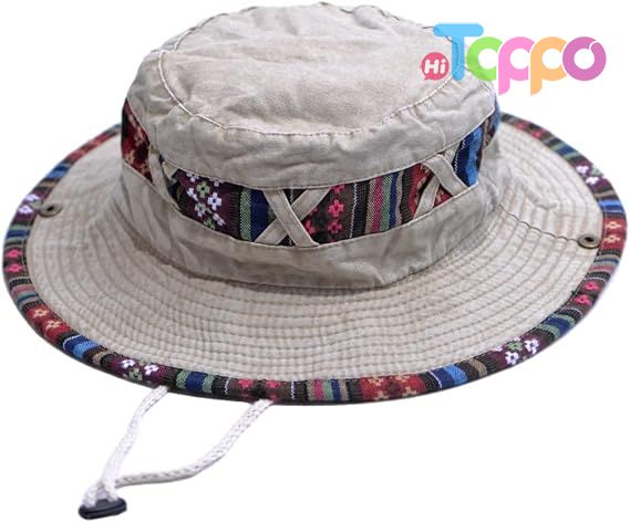 Winter Wide Brim Floral Adjustable UV Protection Fishing Washed Sun Hats