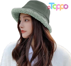 Winter Fur Bucket Hat for Women Winter Fluffy Plush Fisherman Cap