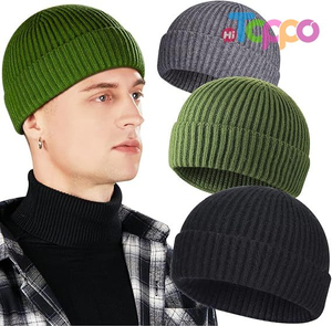 Hot Sale 3 Pack Wool Fisherman Beanies Short Knit Watch Cap Cuffed Hats