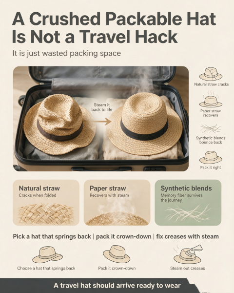 Foldable Portable Straw Hat Guide for Travel & Vacation Use