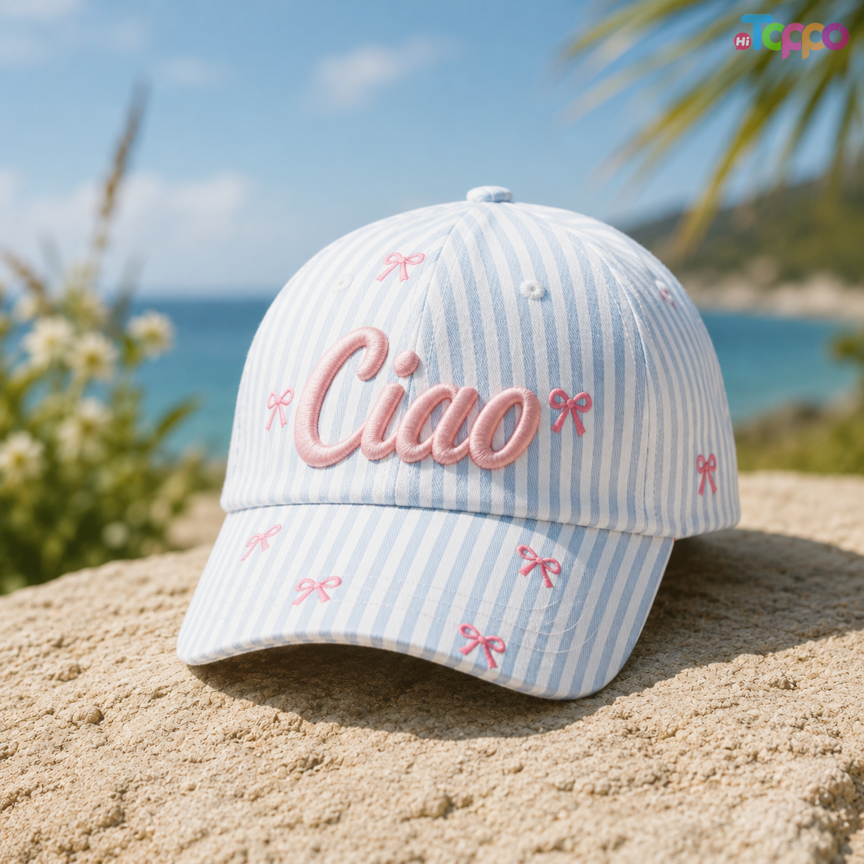 Custom Stripe Rinting 6-panel Baseball Caps with Embroidery