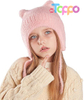 Children Cute Cat Ears Warm Wool Knit Ear Flap Cap Kids Beanie Hat for Winter with Earfalp 