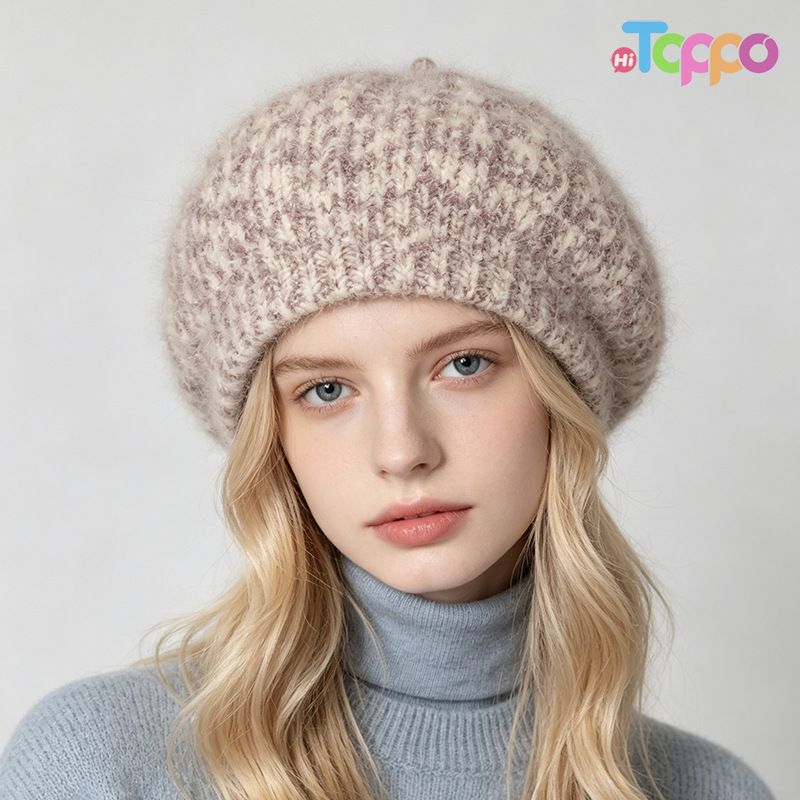 Winter Block Fuzzy Women's Vintage Knit Beret Thick Warm Fleece Lined Ear Flaps Beanie 
