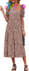 Custom Print Women's Short Sleeve Midi Floral Dress