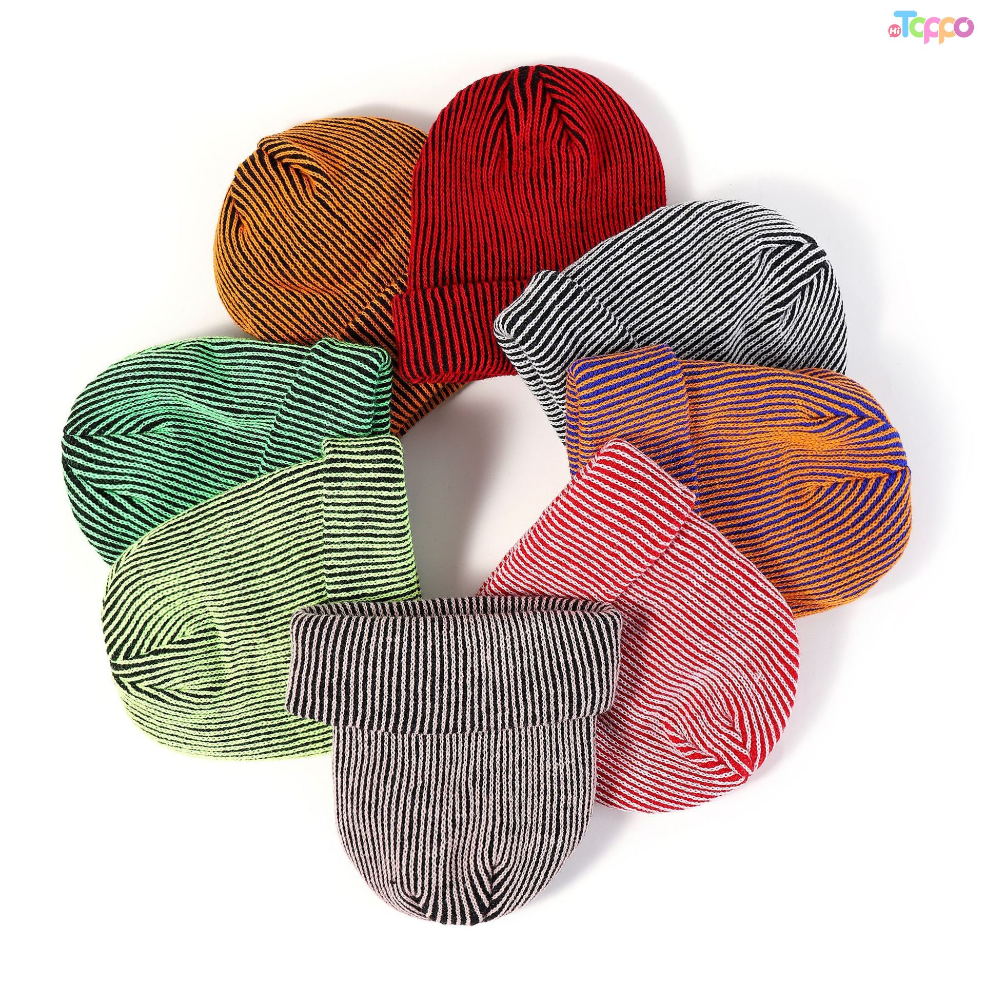 Warm Ear Protection\Unisex Striped Knit Beanie Acrylic Winter Cuffed Hat, Outdoor Cycling Skull Cap