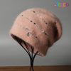 Winter Thick Warm Slouchy Beanie Angora Blend Knit Hat with Dots Earflap Skull Cap