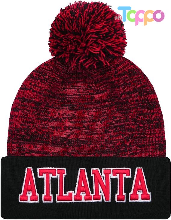 Custom Super Soft Pompom Knit Cap Winter Skullcap Toque Football Beanie Hat 