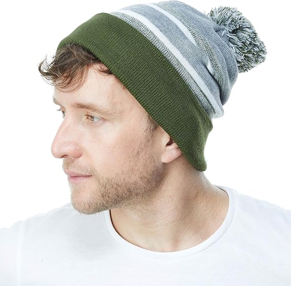 Hot Sale Winter Knit Beanie Hat with Pom Pom – Warm Cuffed Slouch Ski Cap