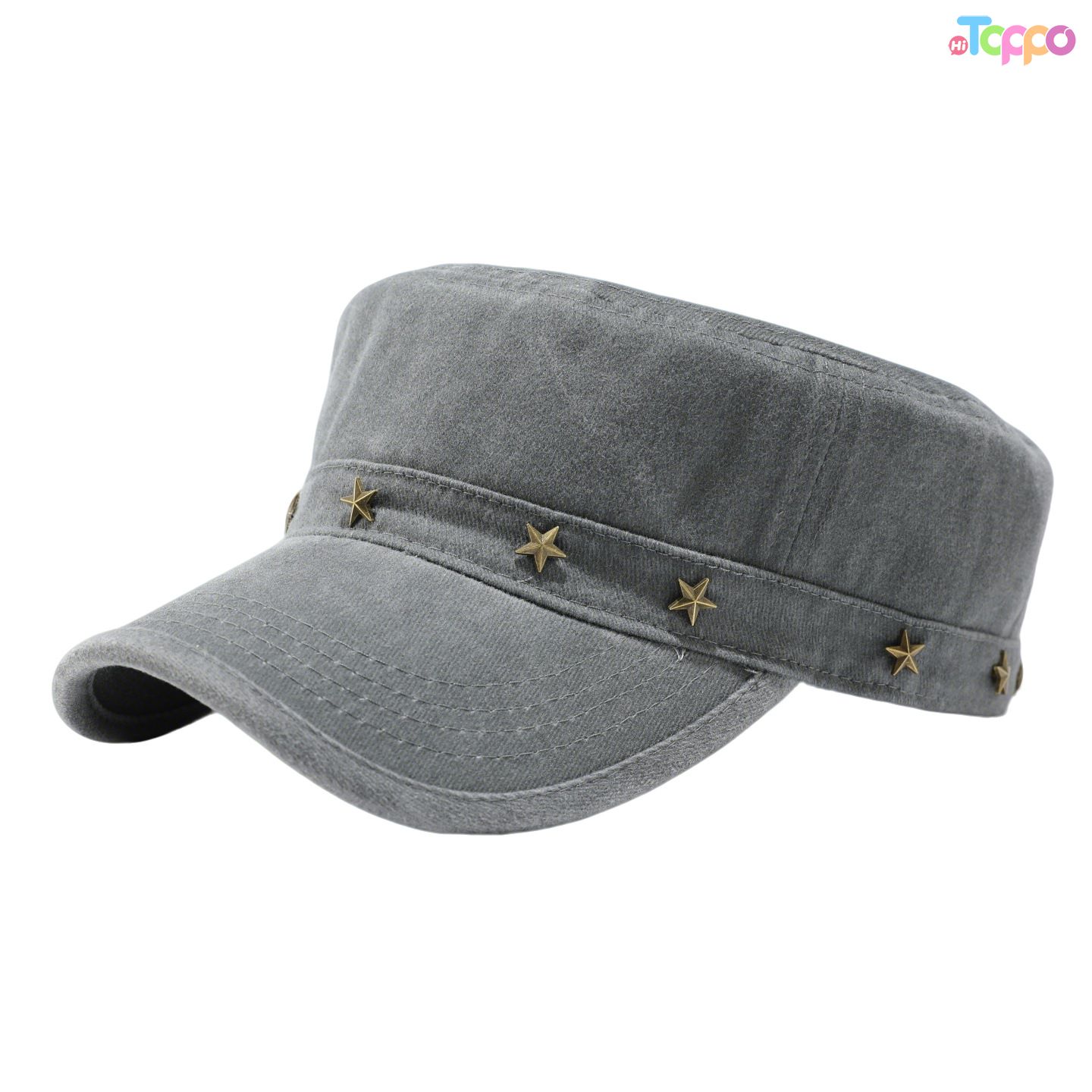 Custom Black Flat-Brimmed Hat with Stars
