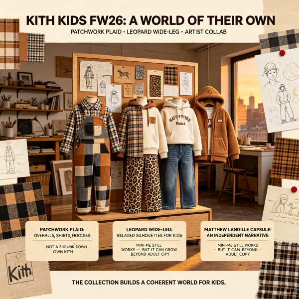 Kith Kids Fall 2026: Patchwork Plaid and Leopard Wide-Legs