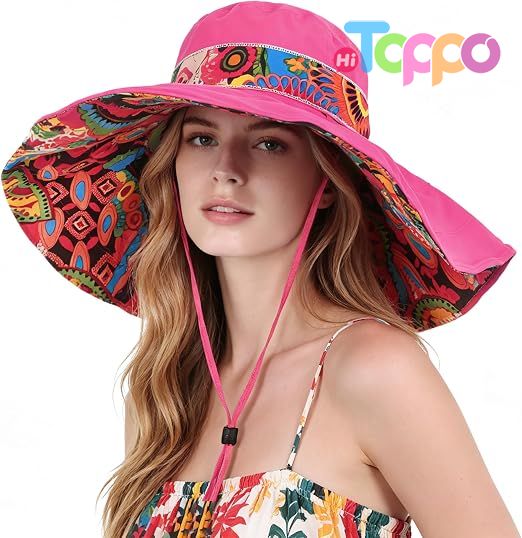 Summer Foldable Floppy Sun Reversible Vacation Beach Wide Brim UPF 50+ Fishing Bucket Hat