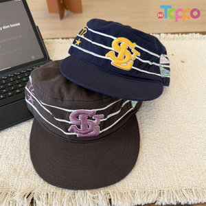 Custom Flat-Brimmed, Versatile Retro Striped Lettered Baseball Cap
