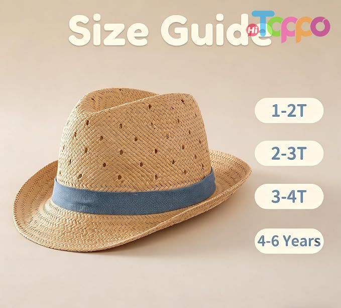 Kids Summer Straw Hat for Baby Toddler Boys Fedora Beach Sun Hat Short Brim Breathable Cool Floppy Panama Hats