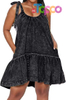 Women Denim Dress Casual Jean Dresses Babydoll Wash Jean Sundress with Pocket