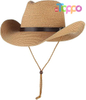 Outdoor Foldable Summer Western Cowboy Wide Brim Panama Fedora Straw Sombrero Rancher Cap