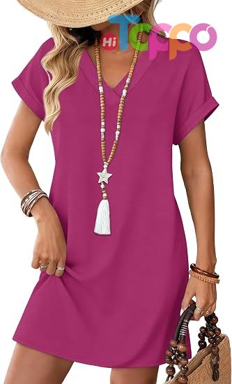  Casual Tshirt Dress Midi Dresses Fashion Beach Vacation Clothes
