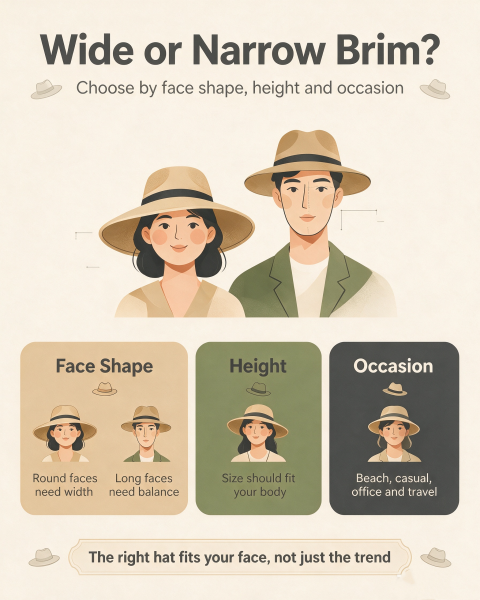 Wide Brim vs Narrow Brim Hat Selection by Face Shape & Scenario