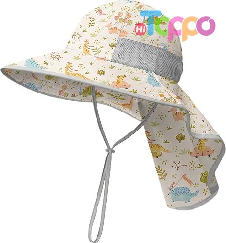 Summer UPF50+ Sun Protection Beach Play Hats with Neck Flap 