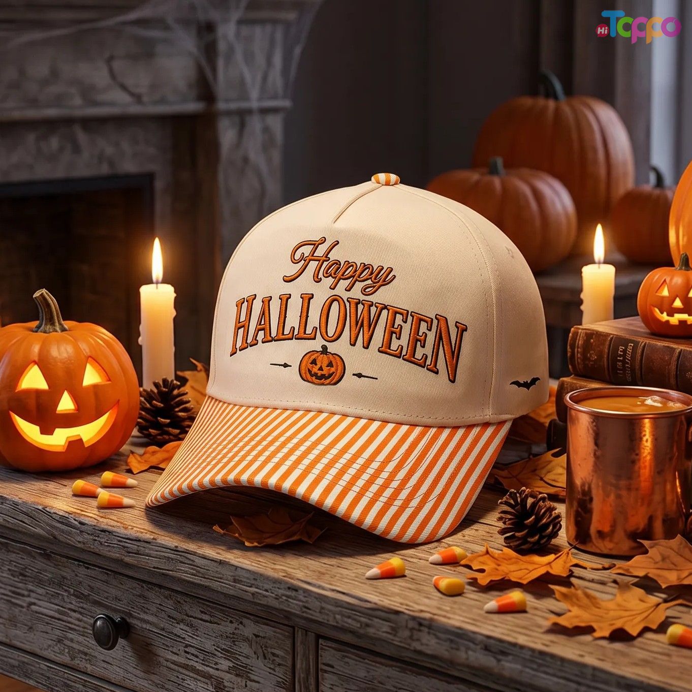 Custom Holiday 5 Panel Baseball Caps with Christmas & Halloween Embroidery Logo