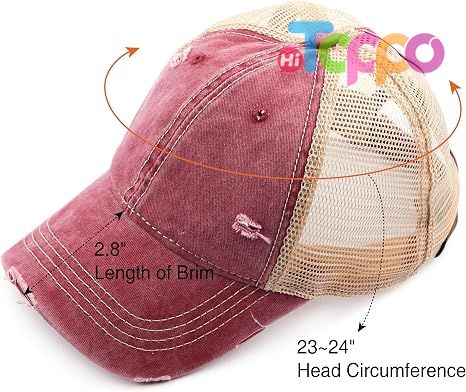  Custom Washed Distressed Cotton Denim Ponytail Hat Adjustable Baseball Cap