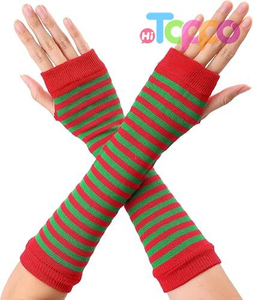 Custom Printed Elbow Length Knitted Arm Warmers Women's Fingerless Gloves 