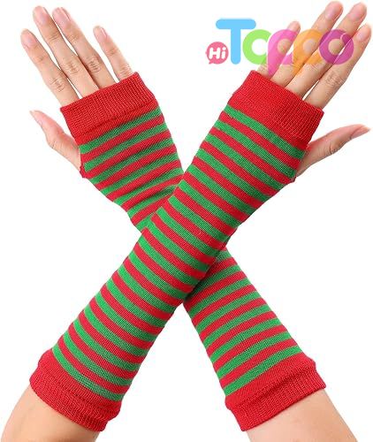 Custom Printed Elbow Length Knitted Arm Warmers Women's Fingerless Gloves 