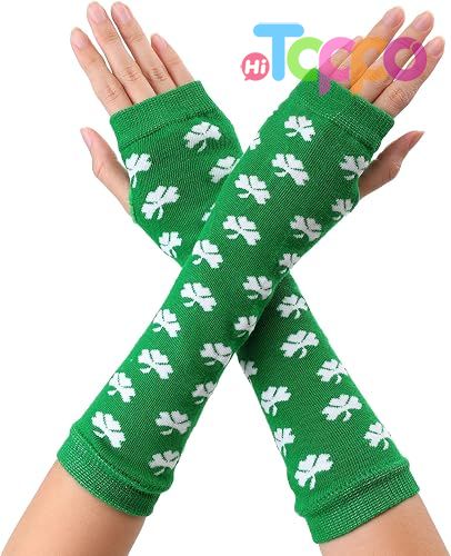 Custom Printed Elbow Length Knitted Arm Warmers Women's Fingerless Gloves 