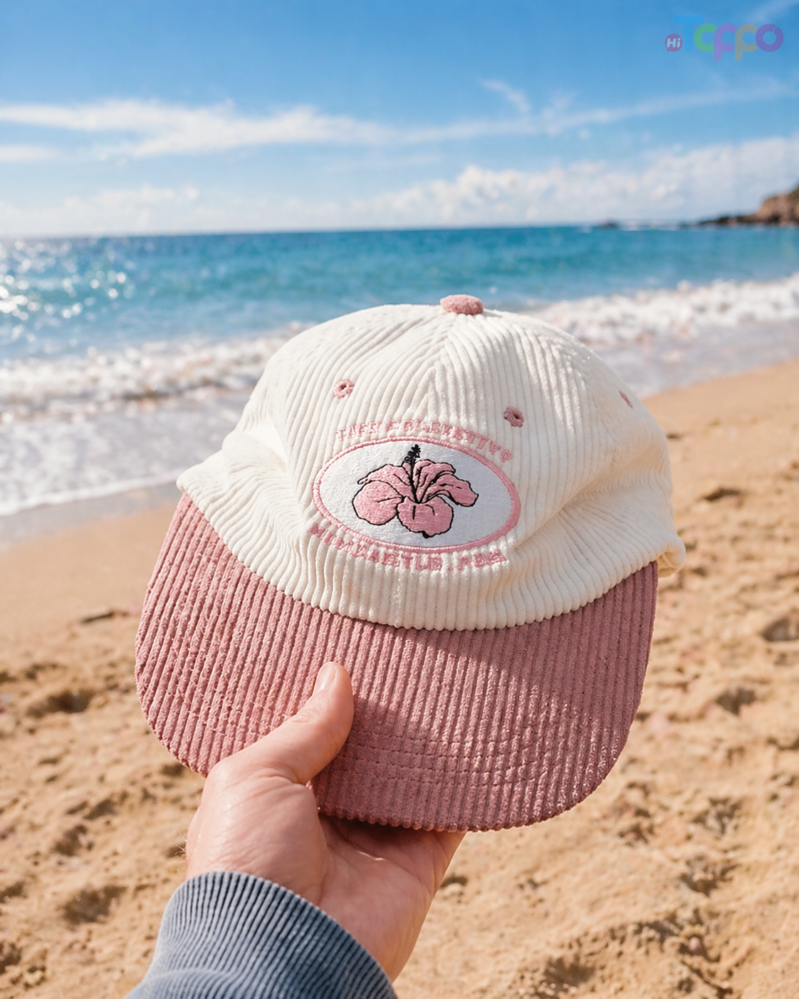 Hawaiian Beach Corduroy Flat Brim Snapback Caps