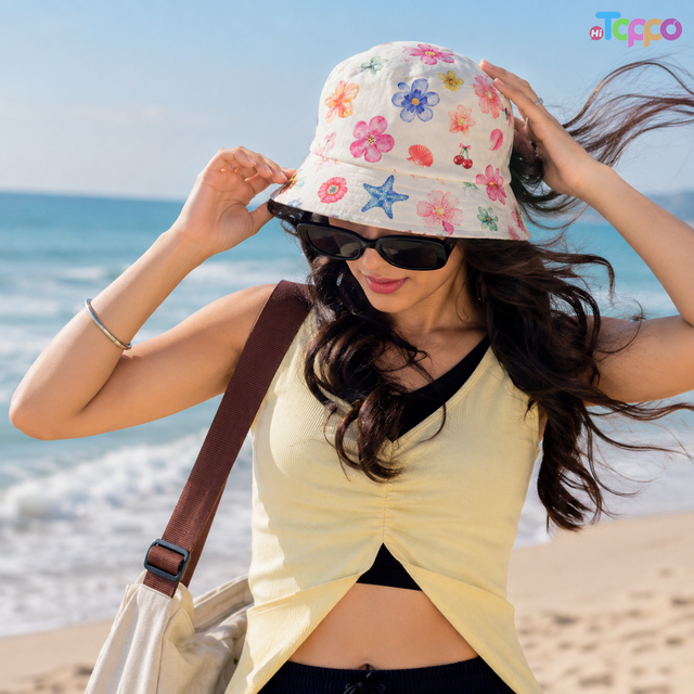 Reversible Printed Packable Summer Beach Bucket Hats