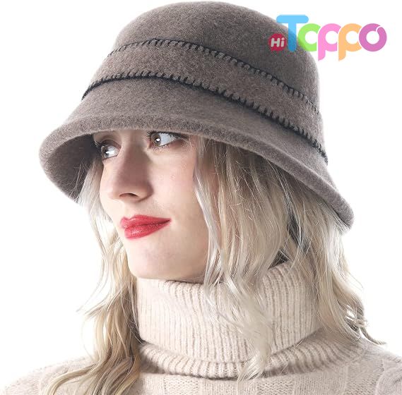 Custom Women Elegant Winter Wool Bucket Hat 1920s Vintage Cloche Bowler Hats