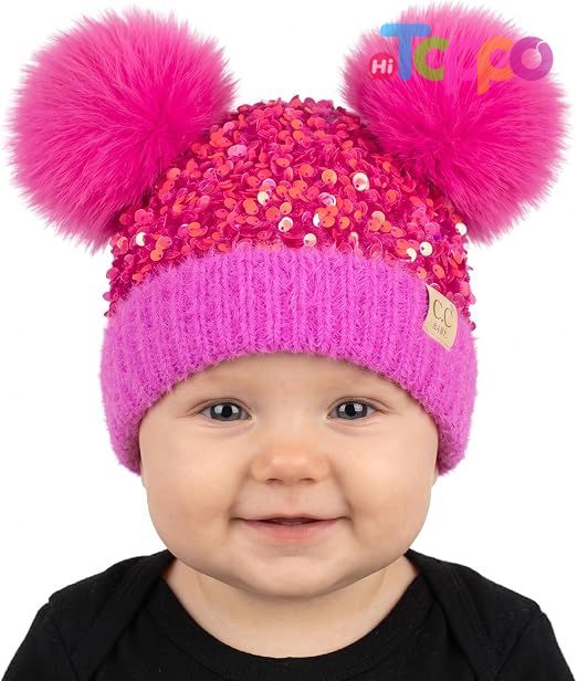 Newborn Girl Winter Hat 0–12 Months Cute Cozy Knit Infant Beanies Double Pom Pom Baby Beanie